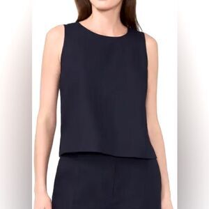 J. CREW Sleeveless Blouse 100% Wool Shell Top Navy Women’s 8 Career Tailored